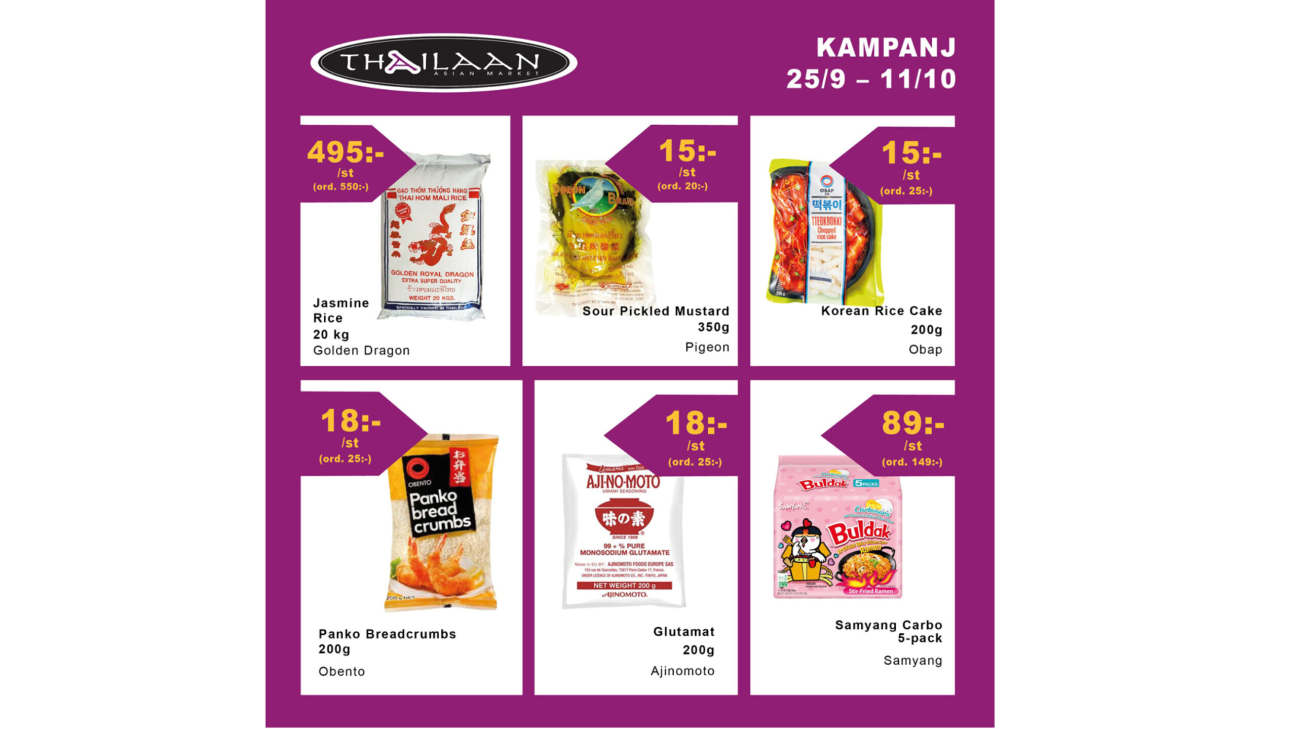 Kampanjpriser Thailaan Asian Market