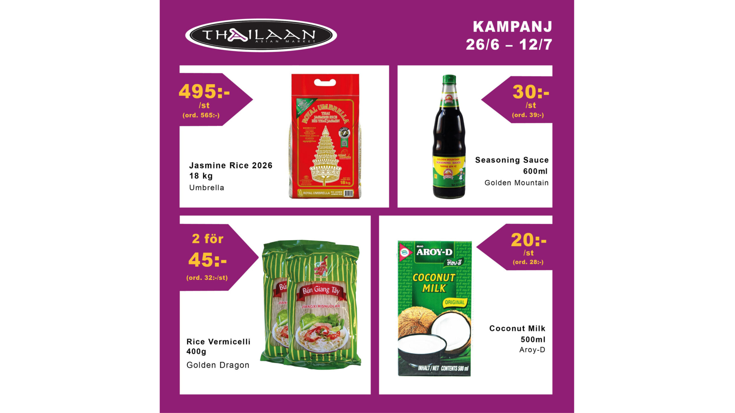KAMPANJPRISER Thailaan Asian Market